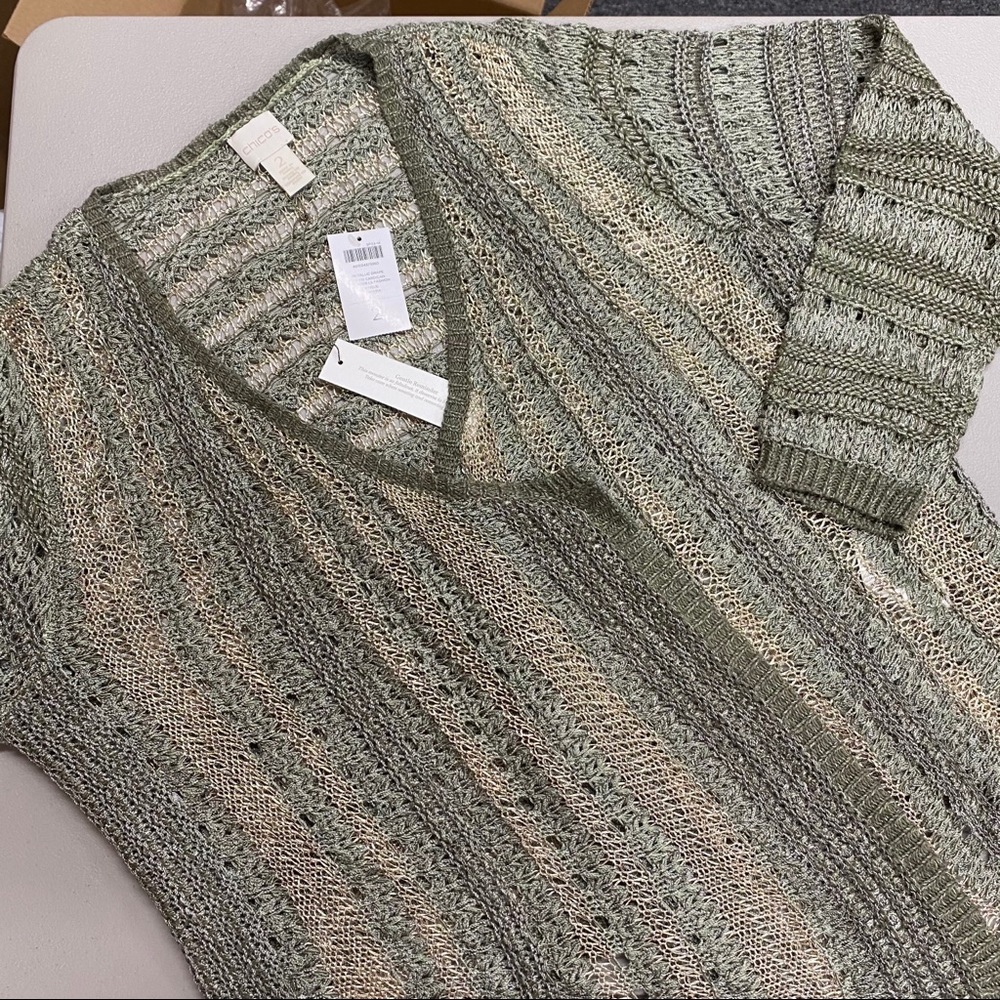 Chico’s Metallic Drape Cardigan Kyler Sweater Women’s Size Large